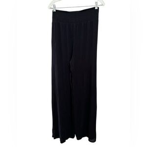 Shade & Shore Black Gauze Wide-Leg Pants With Side Slits Size XL
